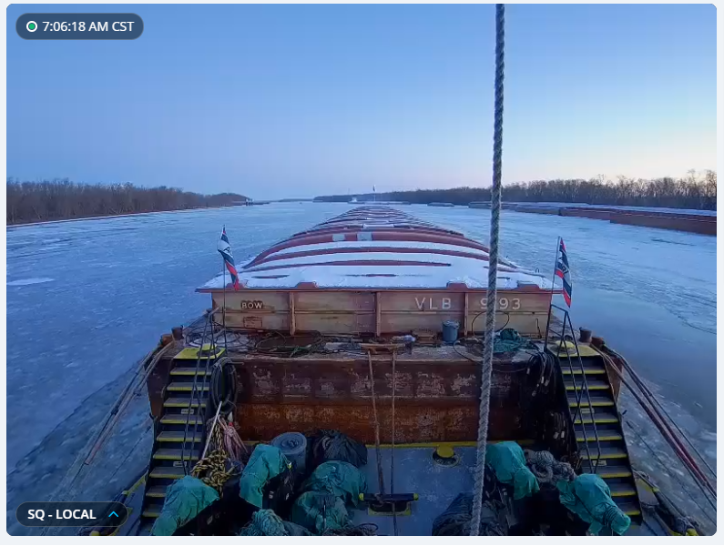 Ice in Henry, Illinois, 100% coverage, 3-4" thick - Credit to: M/V Miss Jackie